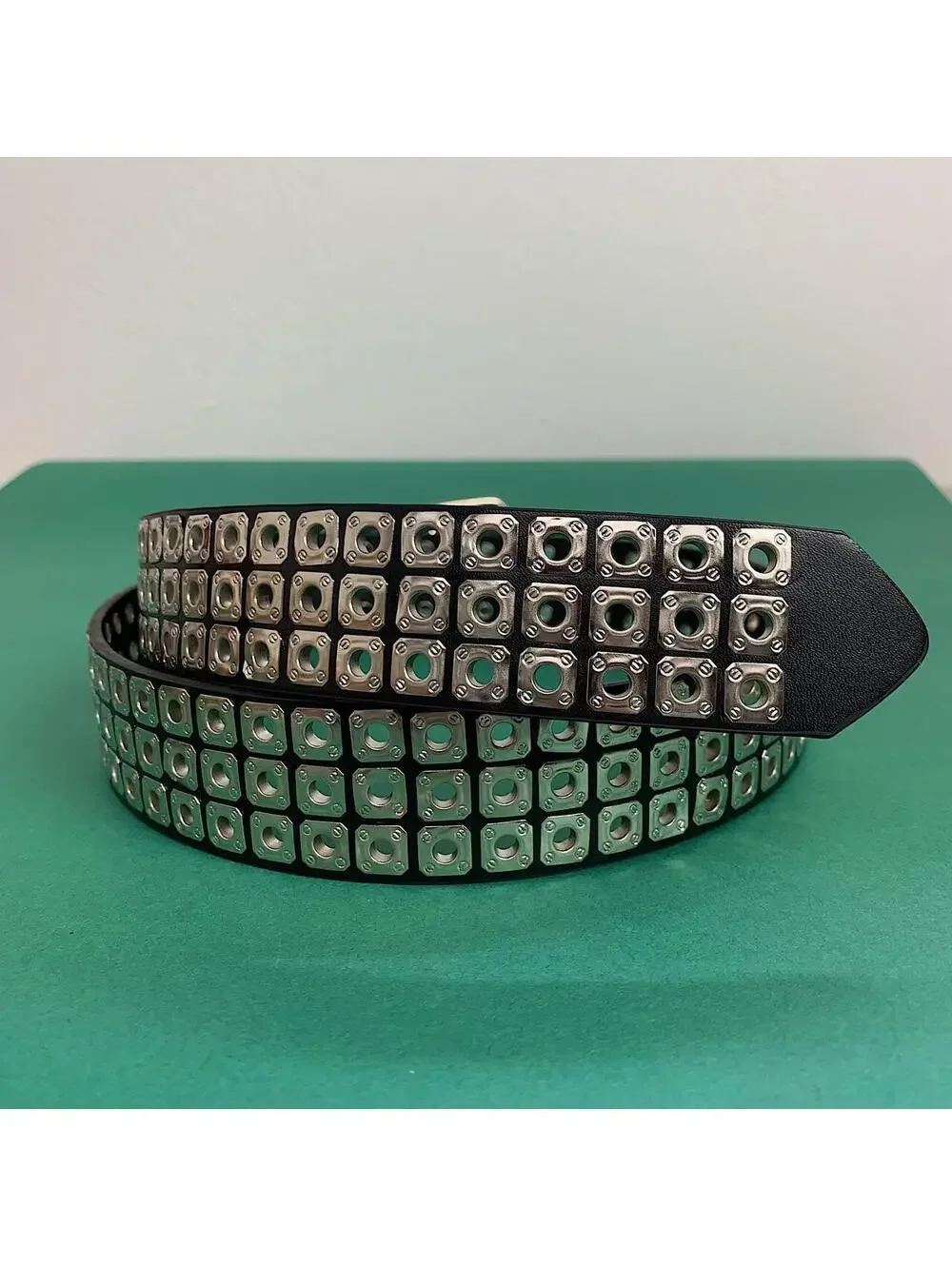 Cyber Grunge y2k 2000s style light silver studded belt. Nice quality. 42 inches